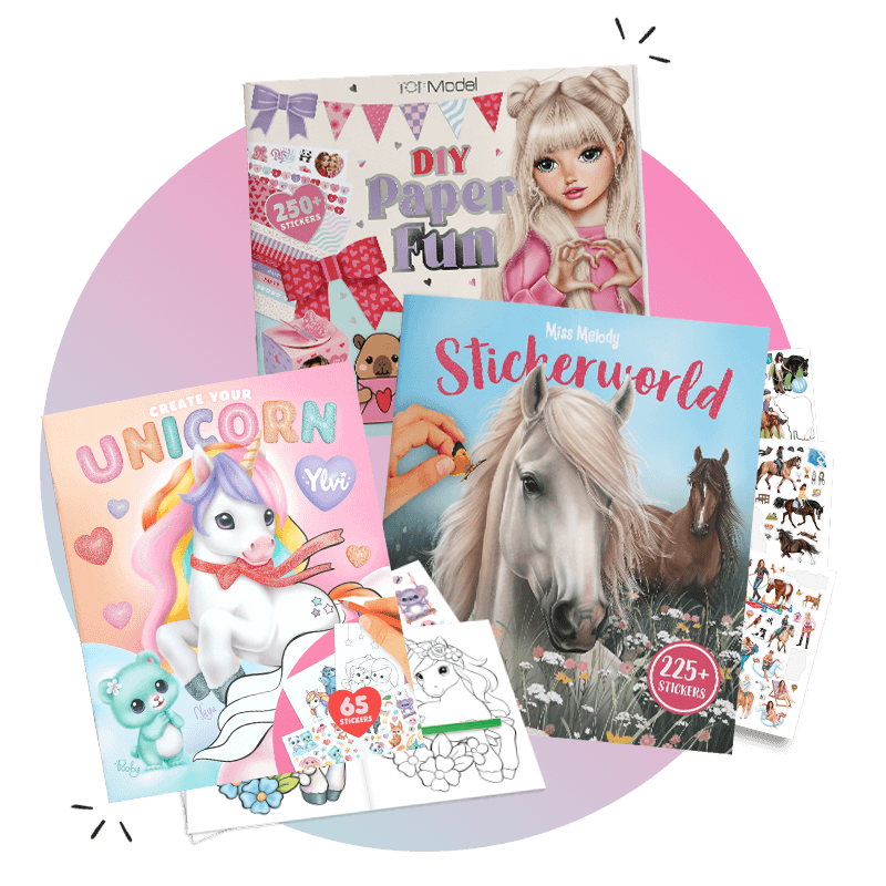 Kreativbücher von TOPModel, Miss Melody und Ylvi, das Einhorn